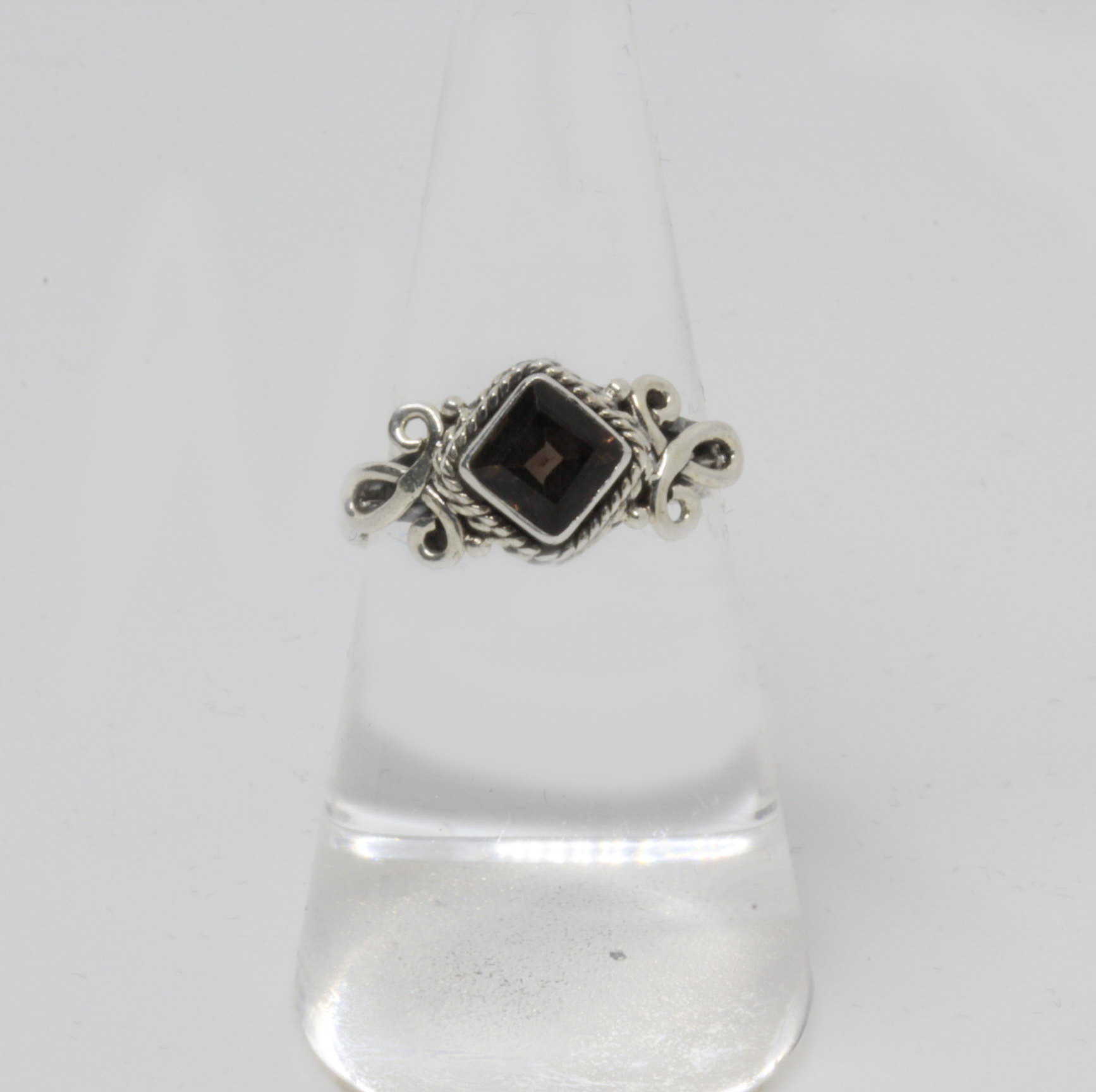 Bague Quartz Fumé Pierre Naturelle Marron - Argent Massif 925 Et Plaqué Or 22 Carats